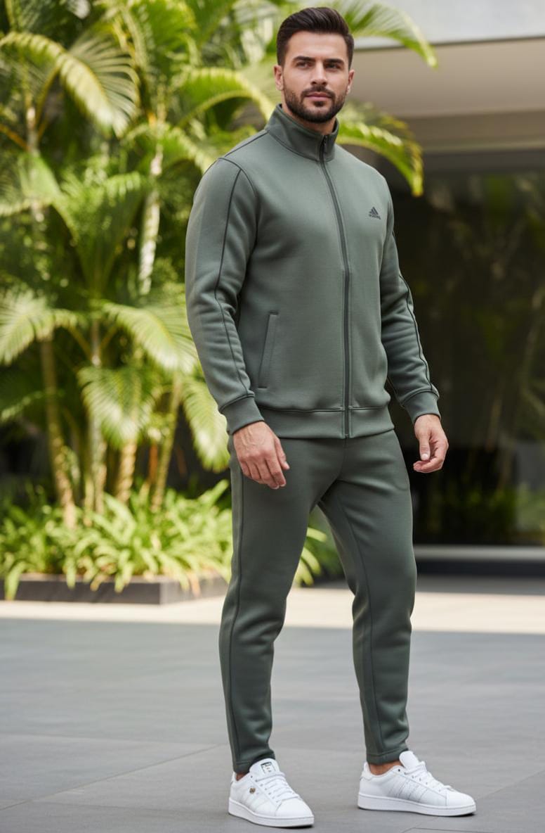 Premium Adidas Tracksuit Winter Edition - Olive Green - Brands Icon