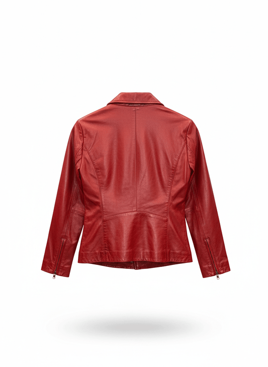 Premium Genuine Leather Biker Jacket for Women – Classic Fit, Winter Essential - Brands Icon