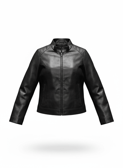 Premium Genuine Leather Biker Jacket for Women – Classic Fit, Winter Essential - Brands Icon