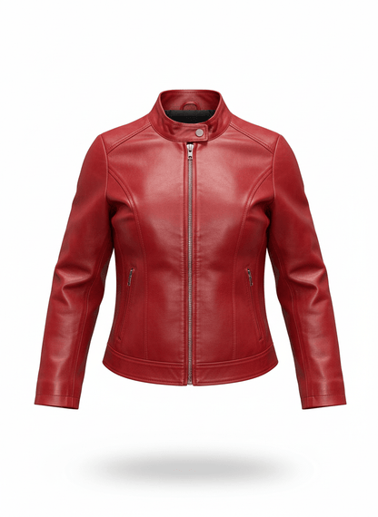 Premium Genuine Leather Biker Jacket for Women – Classic Fit, Winter Essential - Brands Icon