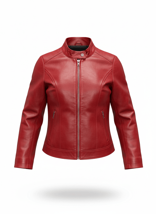 Premium Genuine Leather Biker Jacket for Women – Classic Fit, Winter Essential - Brands Icon