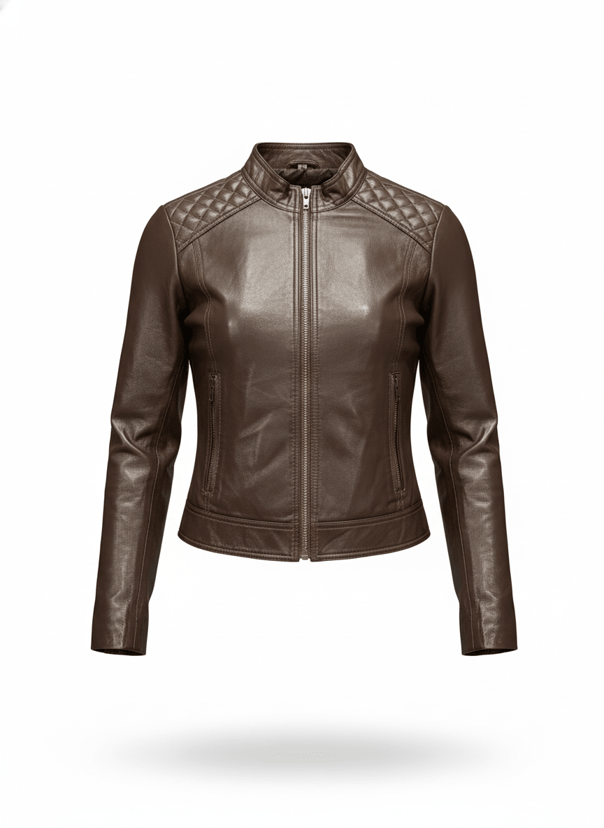 Premium Genuine Leather Biker Jacket for Women – Classic Fit, Winter Essential - Brands Icon