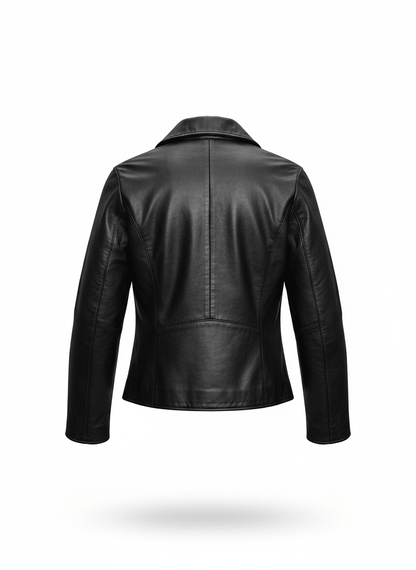 Premium Genuine Leather Biker Jacket for Women – Classic Fit, Winter Essential - Brands Icon