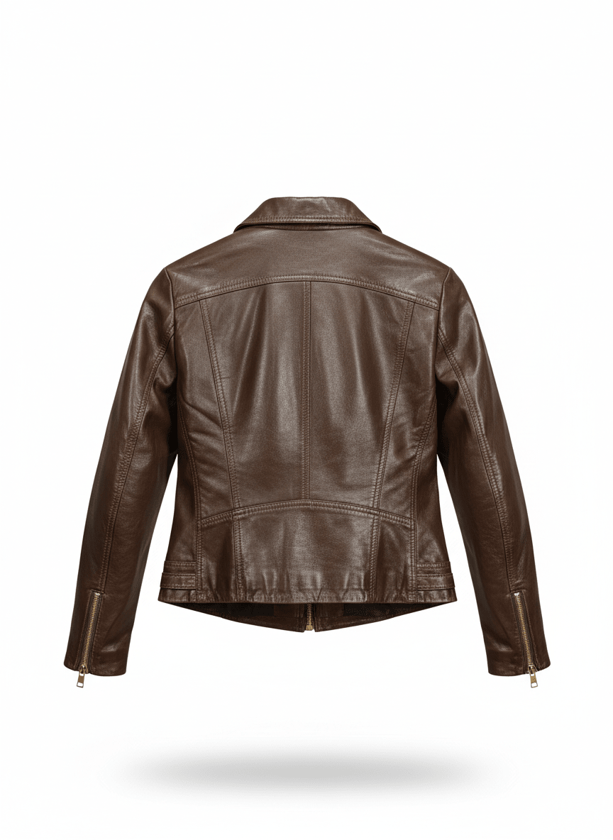 Premium Genuine Leather Biker Jacket for Women – Classic Fit, Winter Essential - Brands Icon